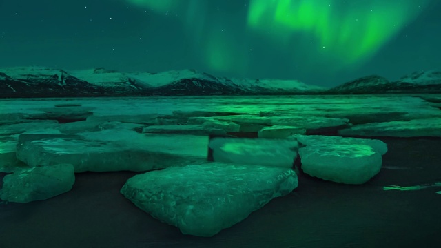 Video Reference: Nature, Green, Aurora, Natural landscape, Sky, Ice, Iceberg, Glacier, Arctic, Freezing