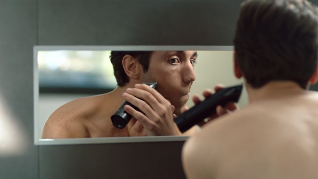 Video Reference: Barechested, Shoulder, Muscle, Reflection, Hand, Room, Photography, Neck, Eyelash, Conversation