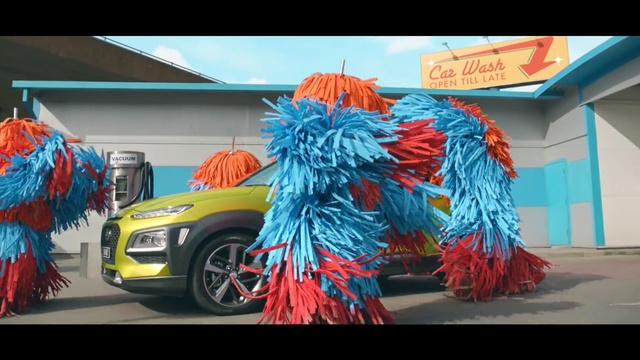 Video Reference: Blue, Transport, Vehicle, Car, Automotive cleaning, Architecture, Automotive care, City car, Piñata, Fictional character