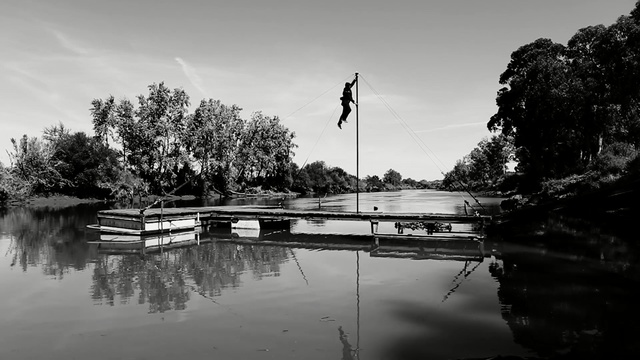 Video Reference: reflection, water, waterway, sky, nature, black and white, tree, monochrome photography, bayou, woody plant