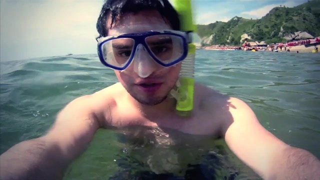 Video Reference: water, vacation, sea, fun, leisure, swimwear, summer, swimmer, glasses, recreation, Person