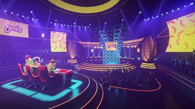 Video Reference: Stage, Visual effect lighting, Theatre, Theatrical scenery, Performance, Auditorium, Performing arts center, Music venue, Event, Talent show, Person, Indoor, Table, Computer, Sitting, Keyboard, Monitor, Desk, Laptop, Cake, Screen, Video, Mouse, Purple, Remote, Playing, Game, Black, Woman, Room, Holding, Birthday, Television, Blue, Standing, Man, Desktop, Phone, Wii, Train, Player, Text, Concert, Scene, Arena