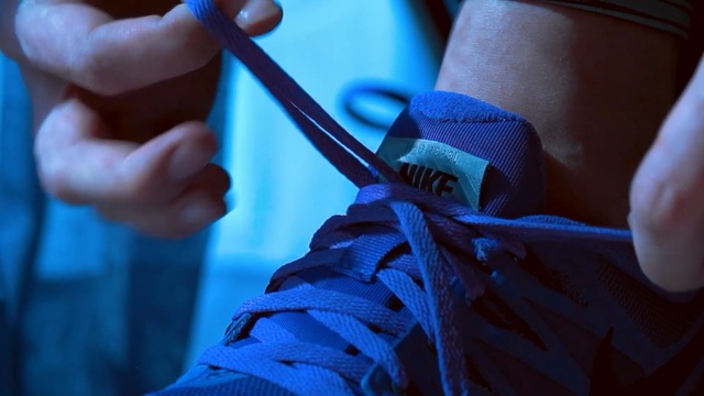 Video Reference: Blue, Footwear, Shoe, Electric blue, Hand, Textile, Athletic shoe