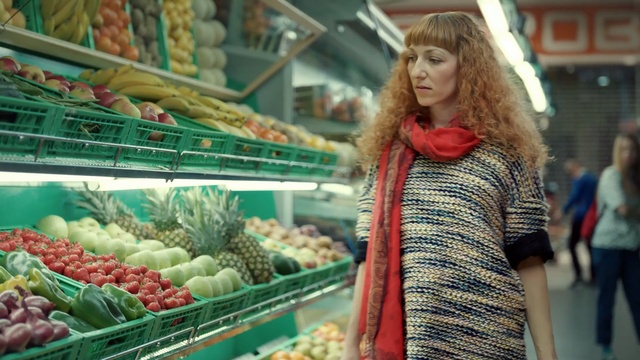 Video Reference: supermarket, grocery store, marketplace, whole food, produce, local food, girl, market, shopkeeper, food, Person
