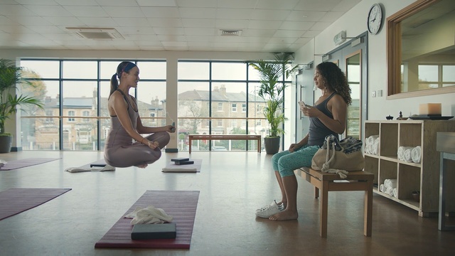 Video Reference: floor, interior design, furniture, flooring, wood, physical fitness, window, table