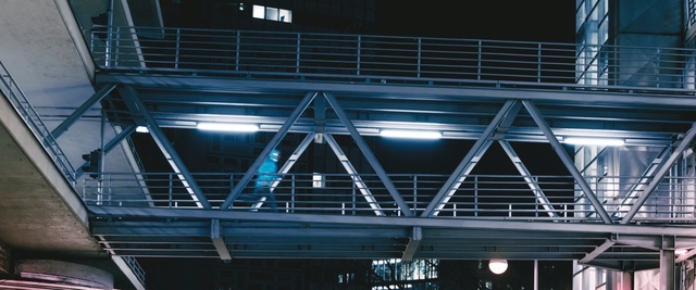 Video Reference: Bridge, Architecture, Beam, Daylighting, Metal, Steel, Nonbuilding structure, Beam bridge, Night, Skyway, Person