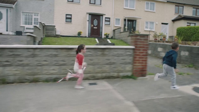 Video Reference: Wall, Grass, Fun, Residential area, Walking, Games, Driveway, Play, Sidewalk, Walkway