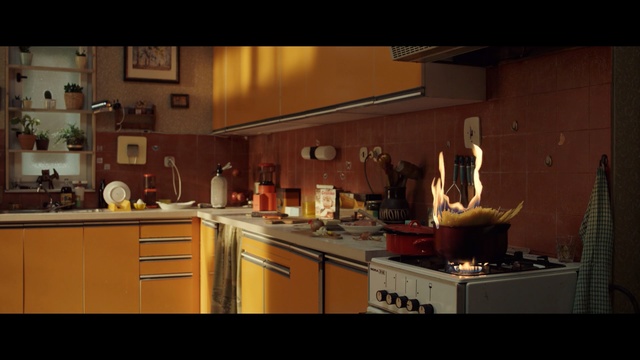 Video Reference: Countertop, Kitchen, Room, Cabinetry, Furniture, Lighting, Under-cabinet lighting, Interior design, Photography, Cuisine