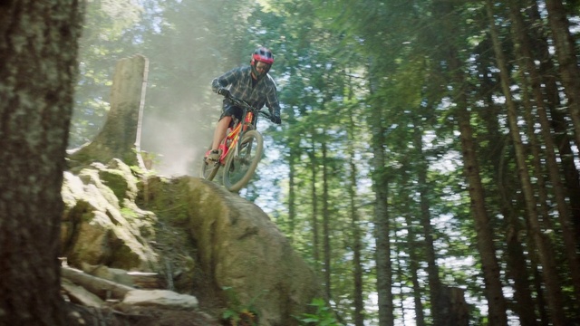 Video Reference: Mountain biking, Downhill mountain biking, Freeride, Vehicle, Mountain bike, Old-growth forest, Forest, Woodland, Natural environment, Tree