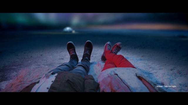 Video Reference: Flash photography, Sky, People in nature, Gesture, Happy, Foot, Astronomical object, Sportswear, Electric blue, Human leg