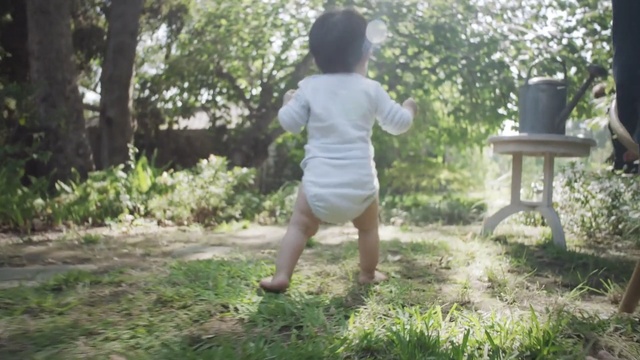 Video Reference: Child, Grass, Play, Toddler, Tree, Sunlight, Fun, Yard, Adaptation, Plant