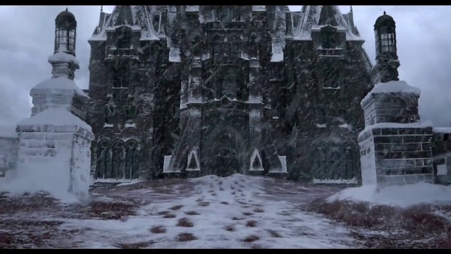 Video Reference: Landmark, Freezing, Snow, Historic site, Winter, Black-and-white, Monochrome photography, Tree, Ruins, Winter storm