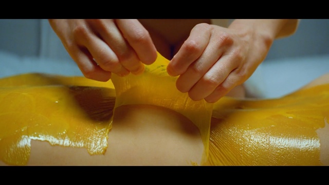 Video Reference: yellow, close up, hand, finger, material