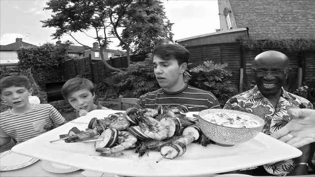 Video Reference: black and white, monochrome photography, monochrome, food, tree, Person