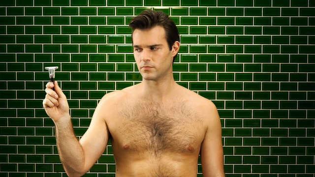 Video Reference: man, barechestedness, male, facial hair, muscle, chin, chest, arm, human, trunk, Person