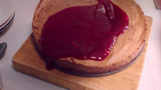 Video Reference: Food, Dish, Cuisine, Torte, Ingredient, Dessert, Baked goods, Chocolate cake, Chocolate spread, Baking, Person
