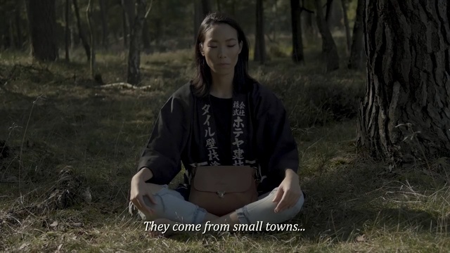 Video Reference: nature, tree, sitting, wilderness, forest, plant, grass, darkness, girl, screenshot, Person