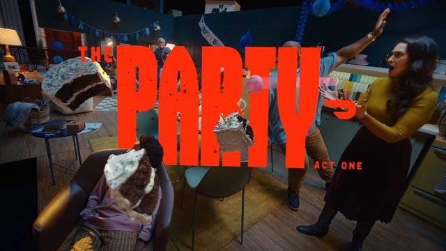 Video Reference: birthday party, indoor, celebration, people, decorations, cake, title text, group scene, living room, festive, colorful, drama, episode title, overlay text