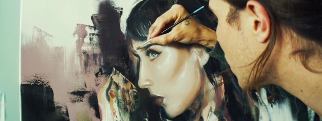 Video Reference: Art, Painting, Eye, Modern art, Visual arts, Portrait, Artist, Illustration, Watercolor paint, Black hair