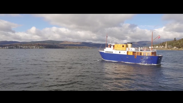 Video Reference: water transportation, waterway, ship, loch, mode of transport, ferry, watercraft, boat, water, sky