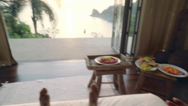 Video Reference: furniture, table, interior, room, home, house, dining table, window, Person