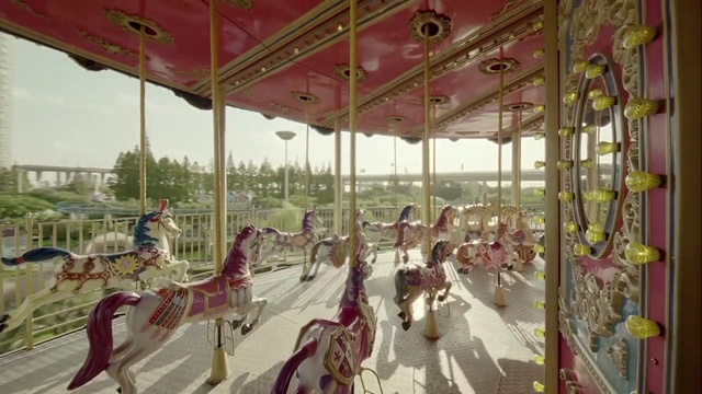 Video Reference: amusement ride, carousel, amusement park, function hall, tourist attraction, recreation, leisure, park, fun