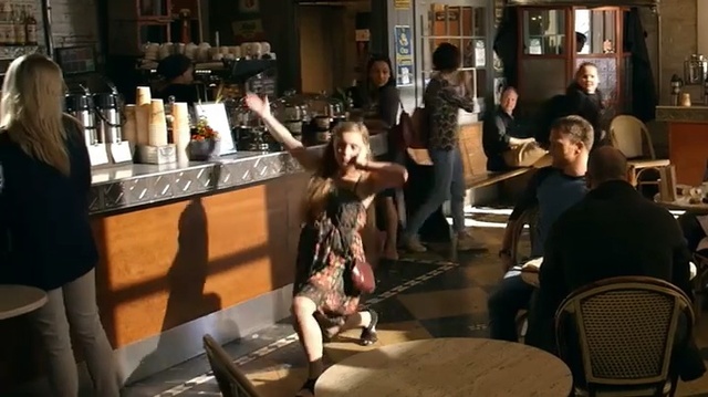 Video Reference: woman, man, people, coffee, coffeeshop, dance  