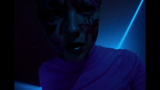 Video Reference: Blue, Face, Black, Electric blue, Purple, Violet, Light, Green, Darkness, Head