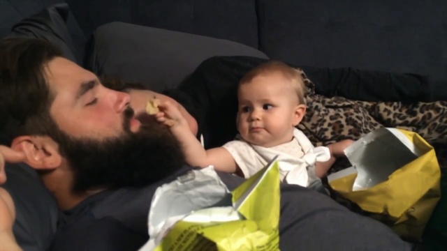 Video Reference: man, child, product, fun, father, girl, Person