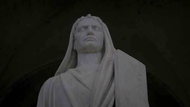 Video Reference: statue, sculpture, monument, stone carving, darkness, classical sculpture, temple, religion, carving, artwork, Person