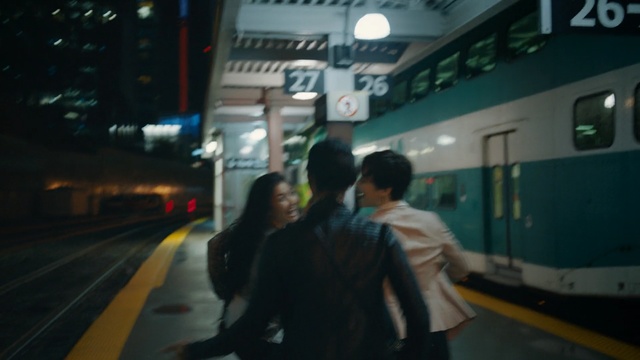 Video Reference: Transport, Mode of transport, Snapshot, Night, Metropolitan area, Urban area, Passenger, Interaction, Street, Vehicle, Person