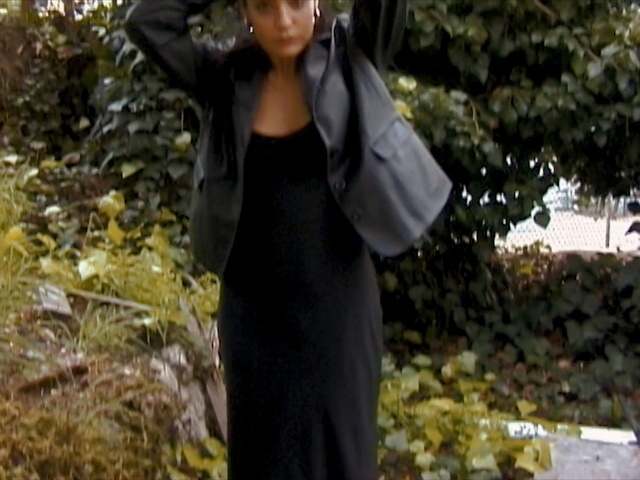 Video Reference: Clothing, Lady, Outerwear, Dress, Fashion, Jacket, Formal wear, Leaf, Tree, Leather