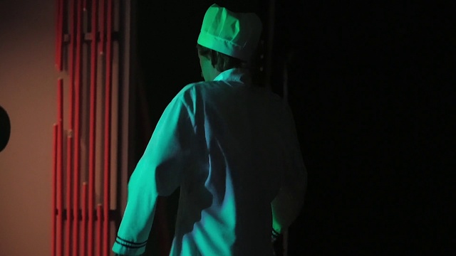 Video Reference: Green, Blue, Light, Darkness, Performance, Standing, Outerwear, Fun, Neon, Human
