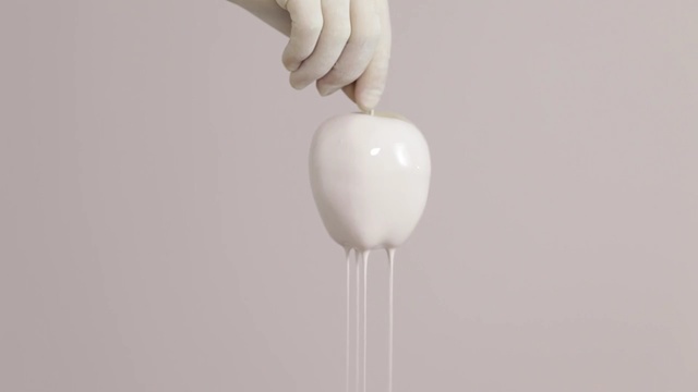 Video Reference: hand, apple, hand, white, paint