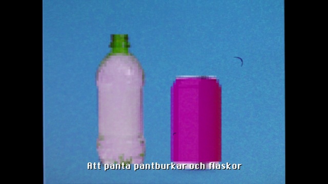 Video Reference: Plastic bottle, Product, Bottle, Cylinder, Water bottle, Magenta, Plastic, Person, Thing, Table, Pink, Sitting, Blue, Man, Text