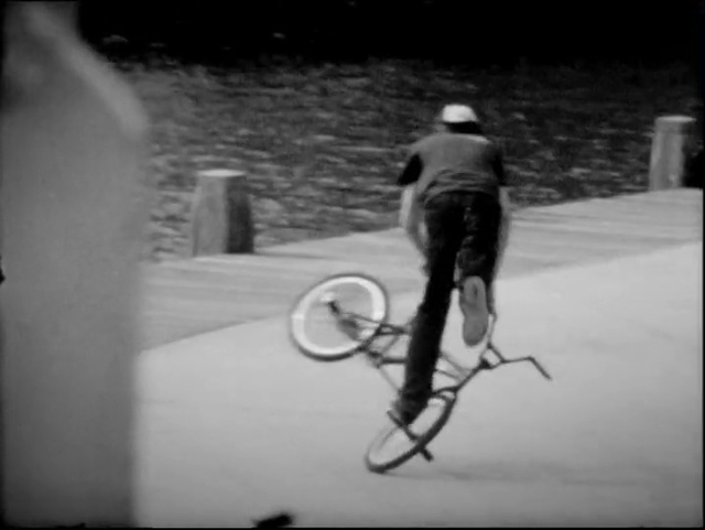 Video Reference: Cycle sport, Freestyle bmx, Bicycle, White, Flatland bmx, Vehicle, Black-and-white, Bicycle motocross, Bmx bike, Cycling