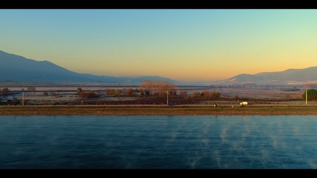 Video Reference: Sky, Water, Horizon, Highland, Mountain, Morning, Reflection, Hill, Cloud, River