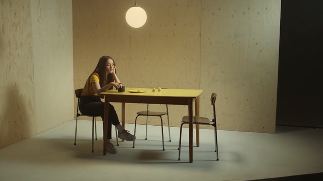 Video Reference: Table, Furniture, Sitting, Room, Desk, Person