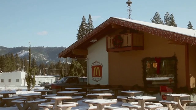 Video Reference: Property, Log cabin, Building, Winter, Roof, Cottage, House, Home, Snow, Hut, Person