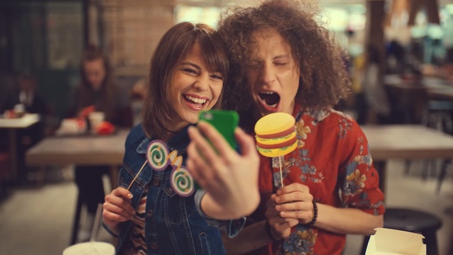 Video Reference: girl, smile, fun, product, drink, happiness, friendship, Person