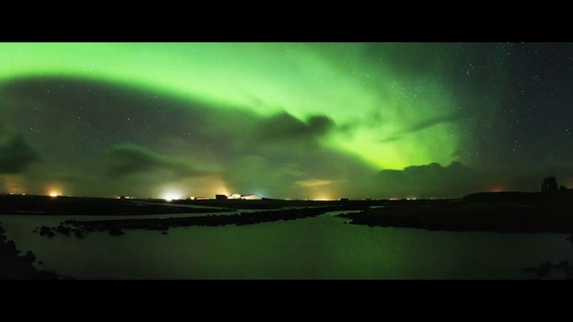 Video Reference: Sky, Aurora, Nature, Green, Atmosphere, Atmospheric phenomenon, Horizon, Geological phenomenon, Cloud, Night