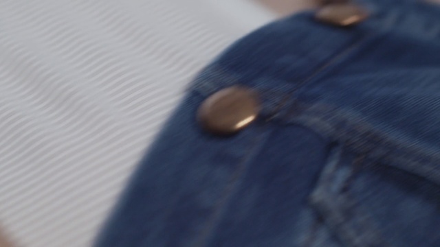 Video Reference: Blue, Jeans, Denim, Button, Outerwear, Textile, Pocket, Electric blue, Dress shirt, Shirt