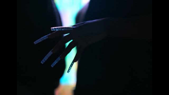 Video Reference: Blue, Black, Light, Joint, Hand, Arm, Finger, Performance, Darkness, Leg
