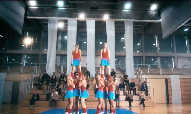 Video Reference: sport venue, sports, team sport, competition, cheerleading, team, cheering, audience, physical fitness, competition event