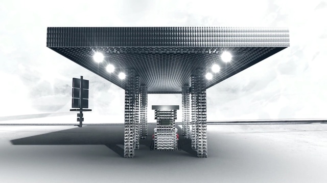 Video Reference: Architecture, Ceiling, Design, Black-and-white, Building, Table, Interior design, Column, Style