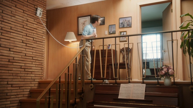 Video Reference: Stairs, Handrail, Property, Room, Building, House, Baluster, Hardwood, Interior design, Home, Person