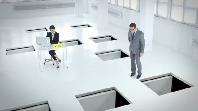 Video Reference: Office, Architecture, Furniture, Line, Design, Table, Daylighting, Material property, Interior design, Desk, Person