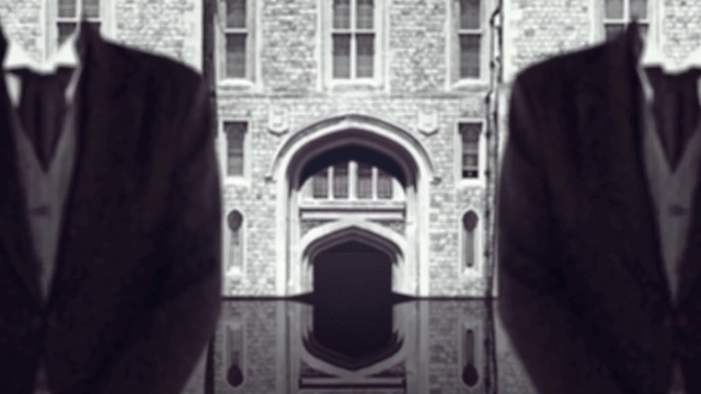 Video Reference: photograph, black and white, monochrome photography, arch, photography, outerwear, building, monochrome, abbey, gothic architecture, Person