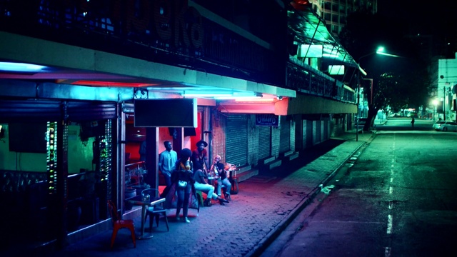 Video Reference: Blue, Red, Night, Light, Snapshot, Metropolitan area, Lighting, Street, Urban area, Infrastructure