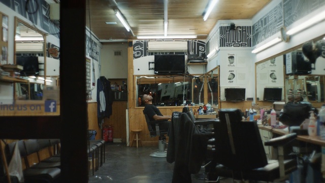 Video Reference: barber shop, barber, room, man, Person